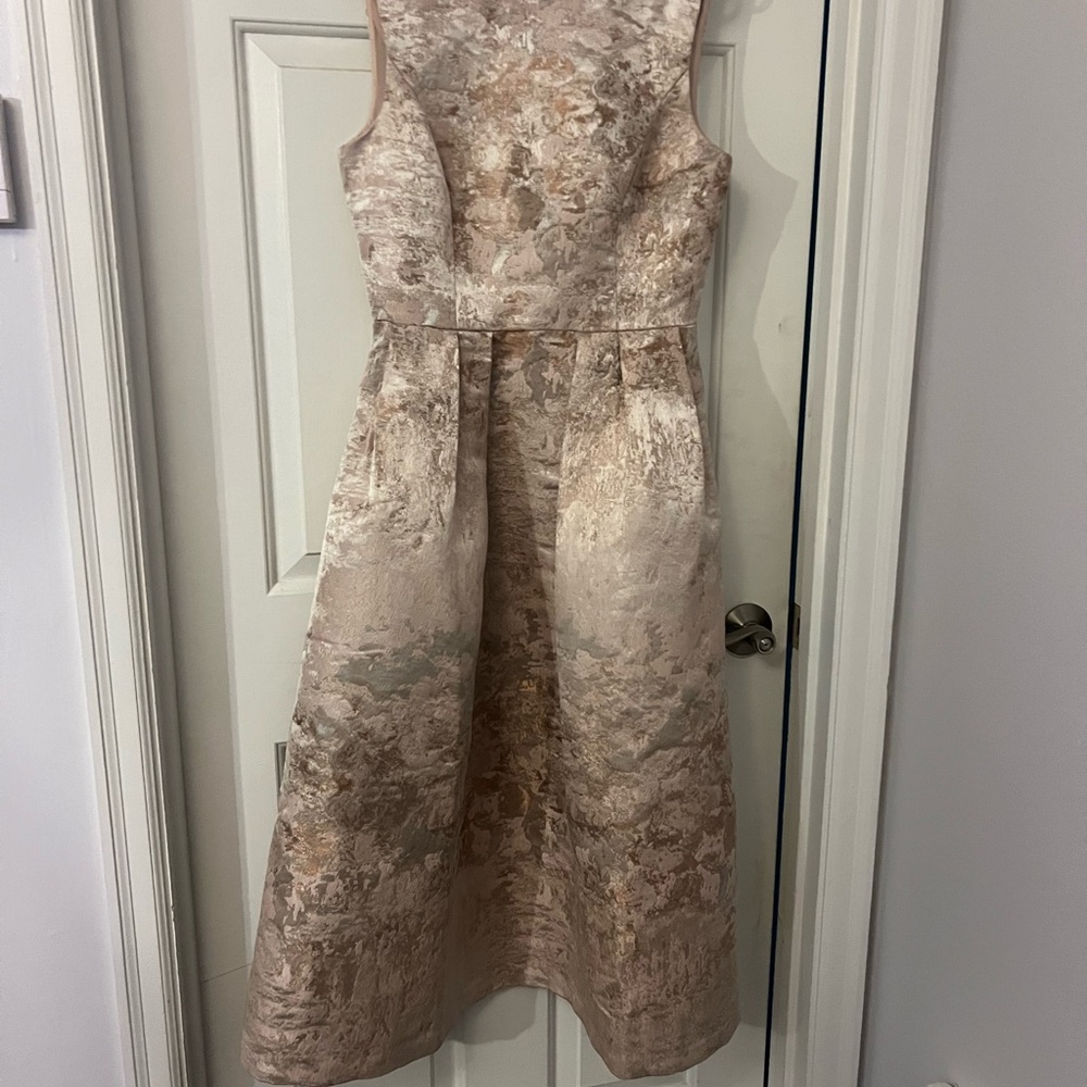 Kay Unger Else Flared Jaqcard Midi Dress. Color A… - image 1